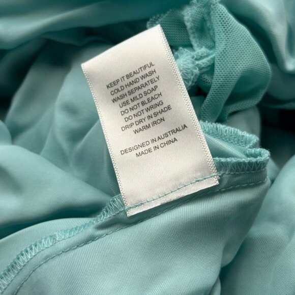 🆕 BENNI 🧿 NWOT Nico Off Shoulder Mini Dress, Aquamarine - Sz AU 14 US 10 - Picture 15 of 16